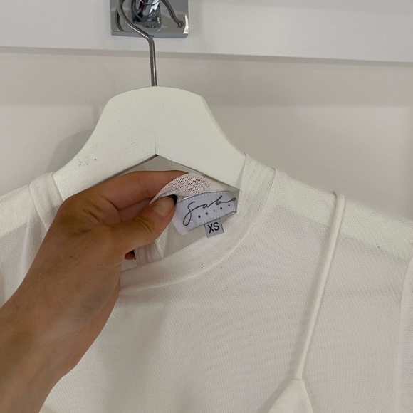 Sabo Skirt Ruched mini dress with mesh tee XS - Picture 4 of 4